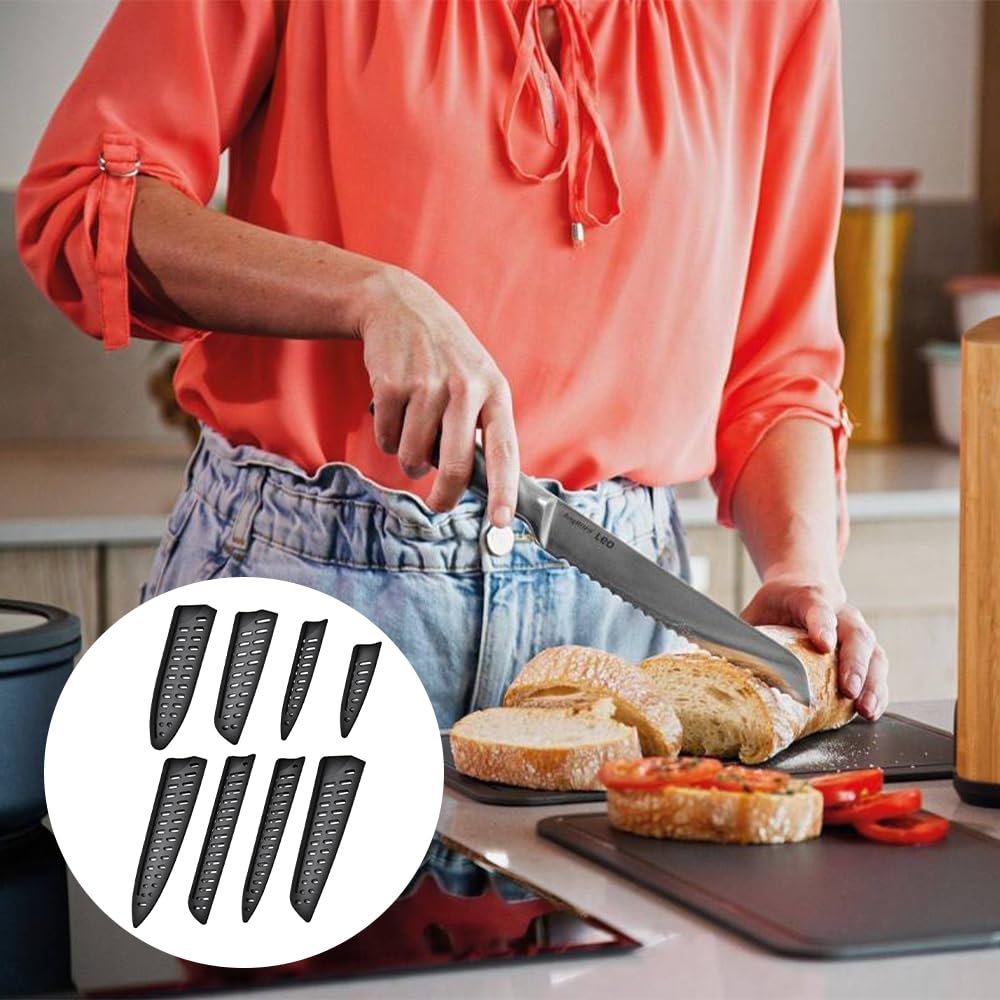 8 Pezzi Coltelli Guaina Proteggi, Copricoltelli in 8 Misure, Fodero per Coltello da Cucina, Fodero Coltello Ventilato, Protezione Lama in Plastica per Diversi Tipi di Coltelli la Protezione della Lama