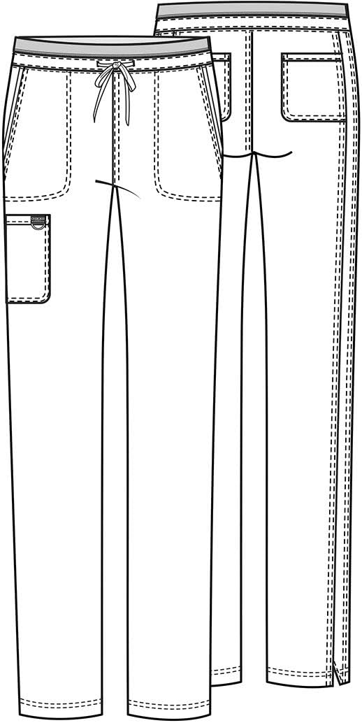 Cherokee Scrubs for Women Mid Rise Tapered Leg Drawstring Pant with 5 Pockets, Cargo Bottom with 2 Way Stretch Fabric- WW105
