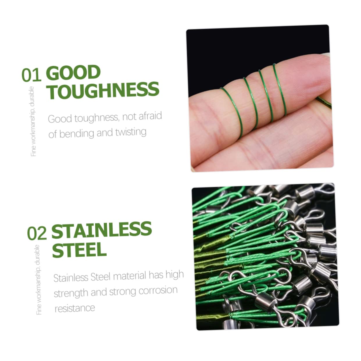 Mipcase 25Pcs Fishing Rotary Leaders Stainless Steel Wire with Swivels for Freshwater Saltwater Fishing for Bass Trout Carp Perch More