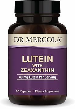 Dr. Mercola Lutein with Zeaxanthin - Supports Eye & Brain Health - Macular Carotenoids from Marigold Flower Extract - Non-GMO, Gluten-Free & Soy-Free - 30 Capsules 30 Servings