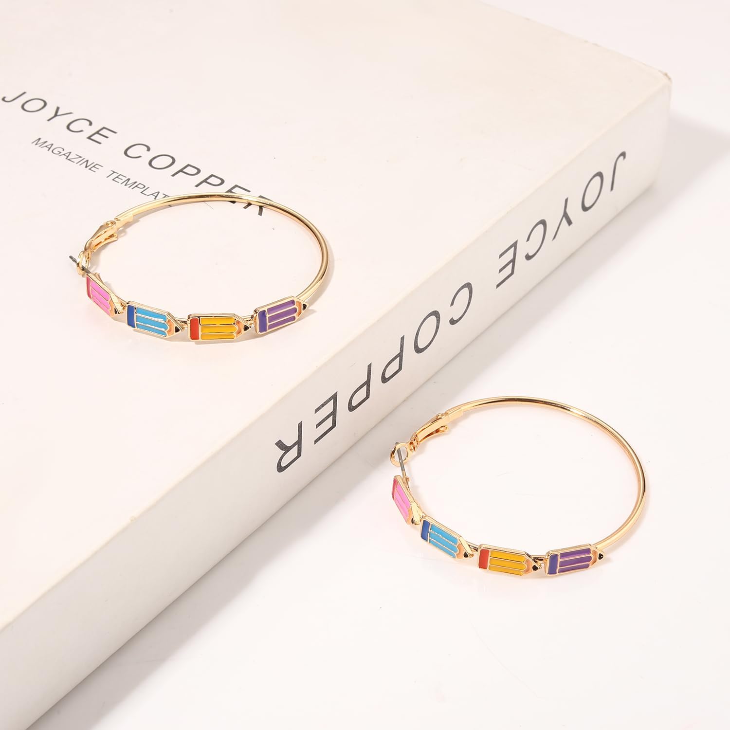 BVGA Teacher Earrings for Women Book Pencil Hoop Earrings Teacher Jewelry Appreciation Gifts Back to School Outfits Accessories - Image 8