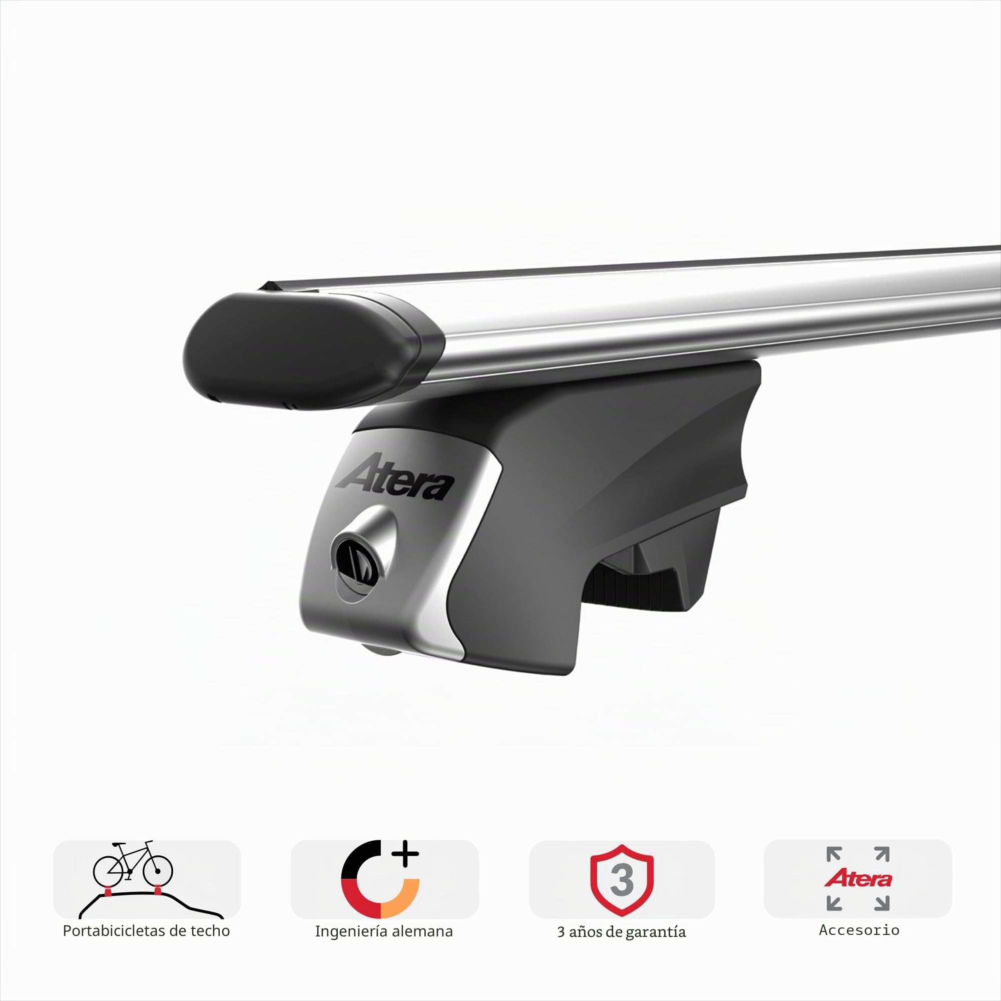 ATERA 048522 Bacas de raíl/bacas de barra Barras de techo | para coches con barras longitudinales integradas, Cód. art. 048522