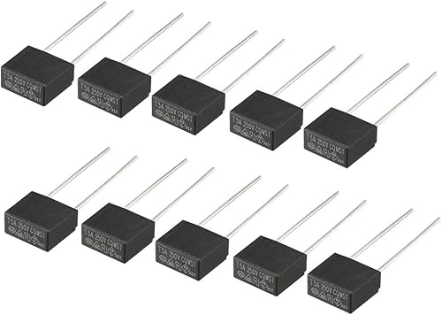 uxcell 10pcs DIP montado en miniatura cuadrado lento golpe micro fusible T5A 5A 250V negro