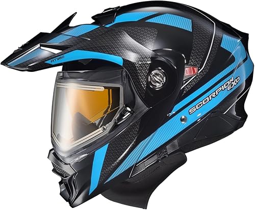 ScorpionEXO AT960 - Casco modular de moto de nieve de aventura para clima frío, escudo eléctrico con caja de respiración y bolsillos para altavoces