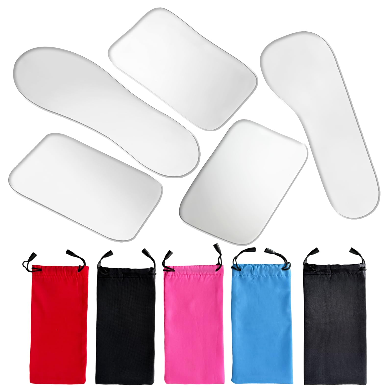 Set of 5 Dental Occlusal Photographic Mouth Mirror - Rhodium Intraoral Reflective Mirrors for Dentistry, Dental Plated Glass Reflector Oral Inspection Kit for Photography