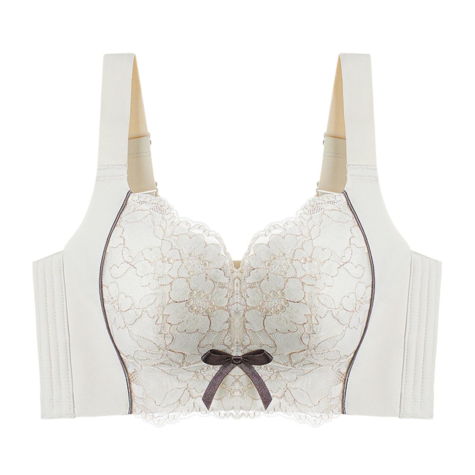 Reggiseno Imbottito Senza Ferretto Estivo da Donna, Sottile, Cuciture, A Coppa Piena, Anti-protrusione, Anti-cedimento, con Supporto Laterale-bianco-75b