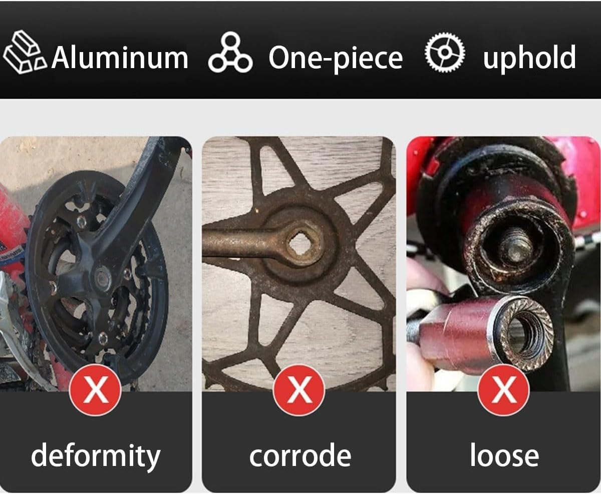 Guarnitura di Ricambio in Acciaio ad Alto tenore di Carbonio per Bici a velocità Singola (pedivelle, Disco a Dente Singolo). Il Set di pedivelle è Adatto alla Maggior Parte delle b