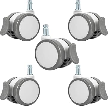 Jolan Office Chair Casters,65Mm Furniture Casters,Silent Casters,Wear-Resistant,with Brakes,M11x21mm,Swivel Casters,5 Pcs.,Circlip+Brake