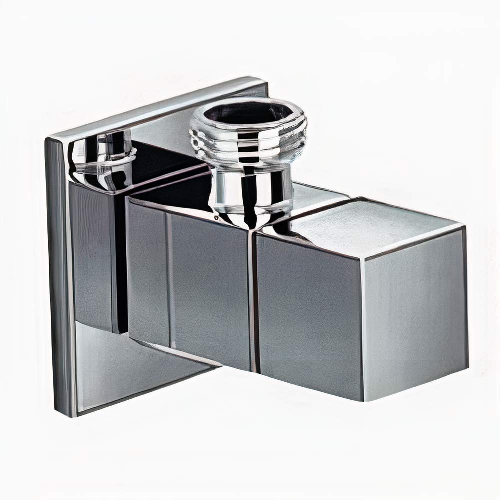 Aumix Quarter Turn ½ Inch Angle Shut Off Valve Douche Tap Outlet With Flange Chrome Plated Brass Bidet Spray Accessory - Square Design