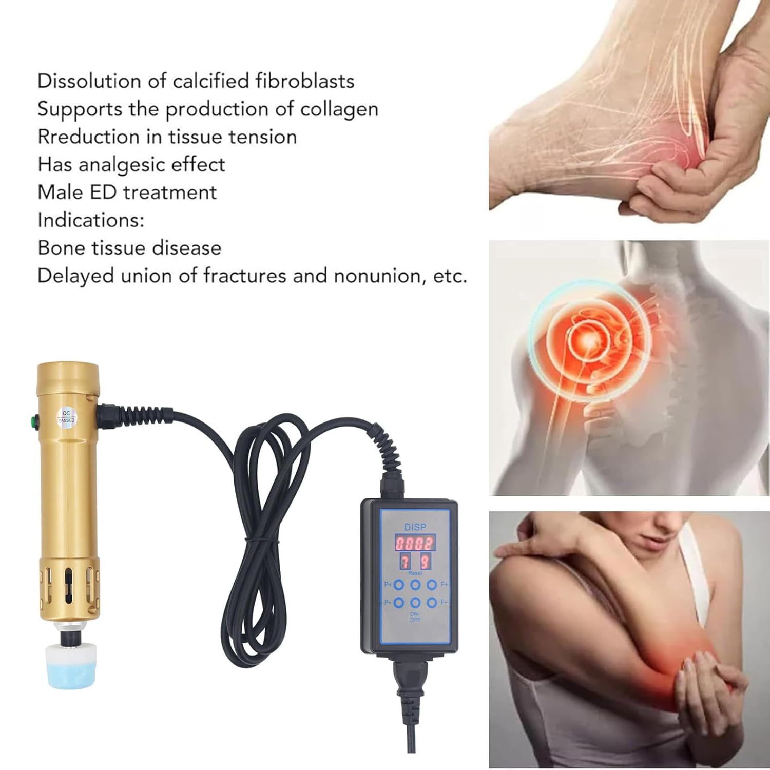 Strumento di regolazione chiropratica, massaggiatore per terapia a onde d'urto con 11 teste, 9 livelli di frequenza e 20-180 MJ di energia, rilassamento muscolare e miglioramento della salute