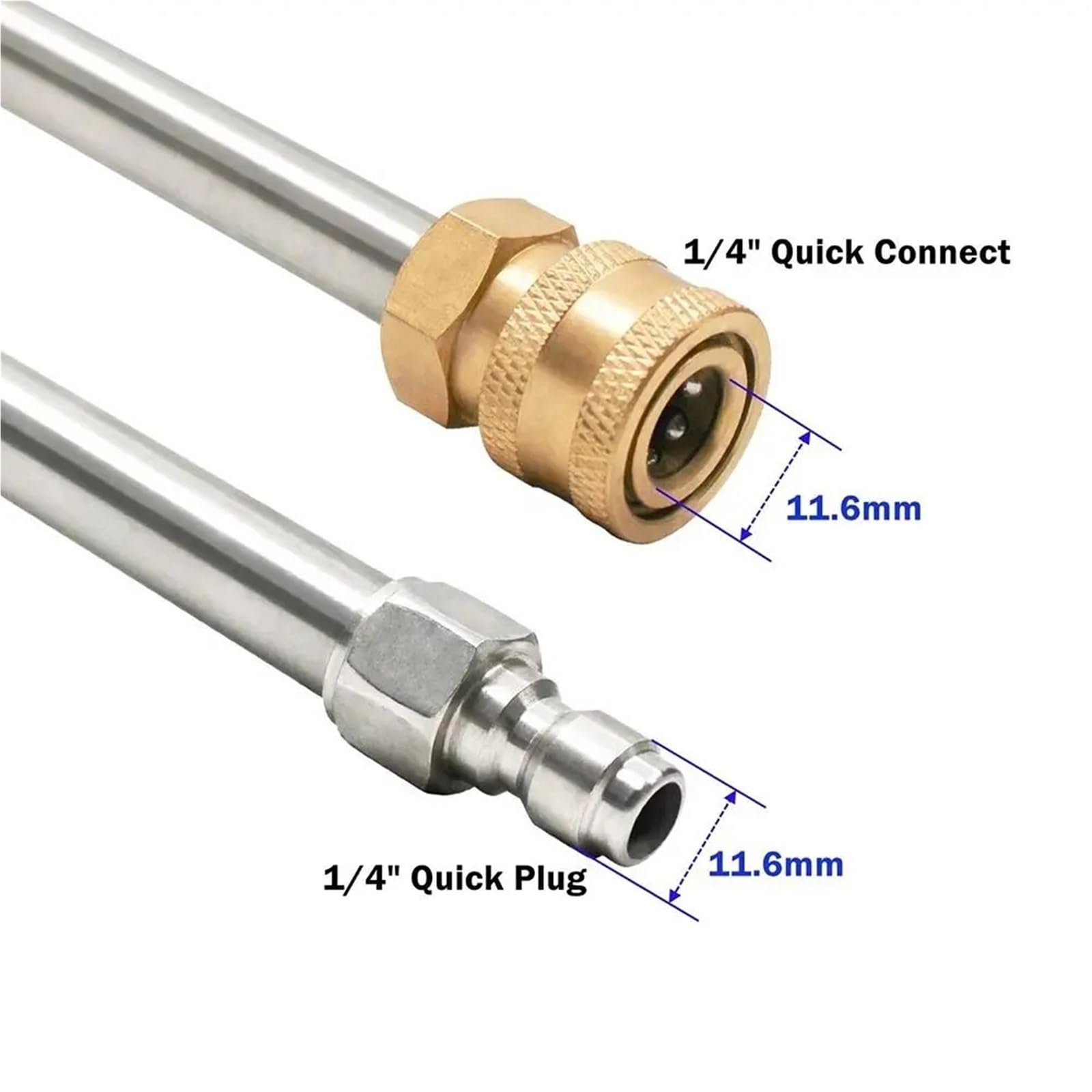 Lancia di Estensione per Idropulitrice 1 prolunga for idropulitrice ad Alta Pressione Dritta con Lancia a spruzzo Attacco rapido da 1/4" in Acciaio Inossidabile, 40 cm