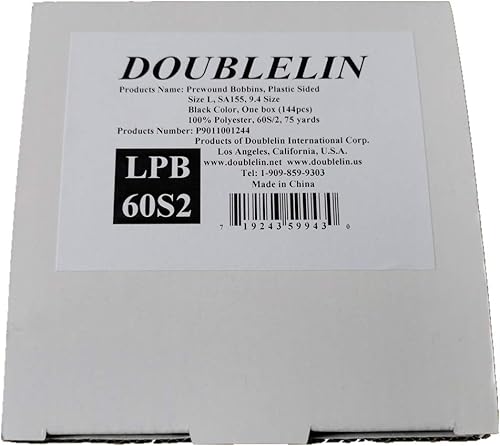 Miniatura 10 de Bobina preenrollada, lado de plástico, tamaño L (SA155, tamaño 9.4), blanco, 144 piezas, poliéster 60S2 para bordado, doblelin, compatible con