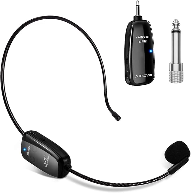Wireless Microphone Headset, UHF Wireless Mic Headset and Handheld 2 in 1, 160 ft Range for Voice Amplifier, Stage Speakers, Teacher, Tour Guides, Fitness Instructor