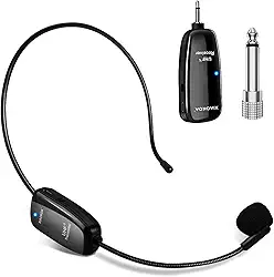 Microfone Sem Fio, Microfone Wireless UHF, Transmissão Sem Fio de 50 m, Faixa de Cabeça e Portátil 2 em 1, para Guia Turístico/Ensino/Discurso