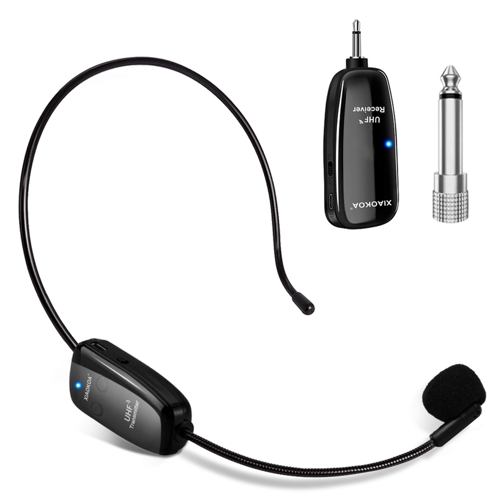 XIAOKOA Wireless Microphone Headset, UHF Wireless Mic Headset and Handheld 2 in