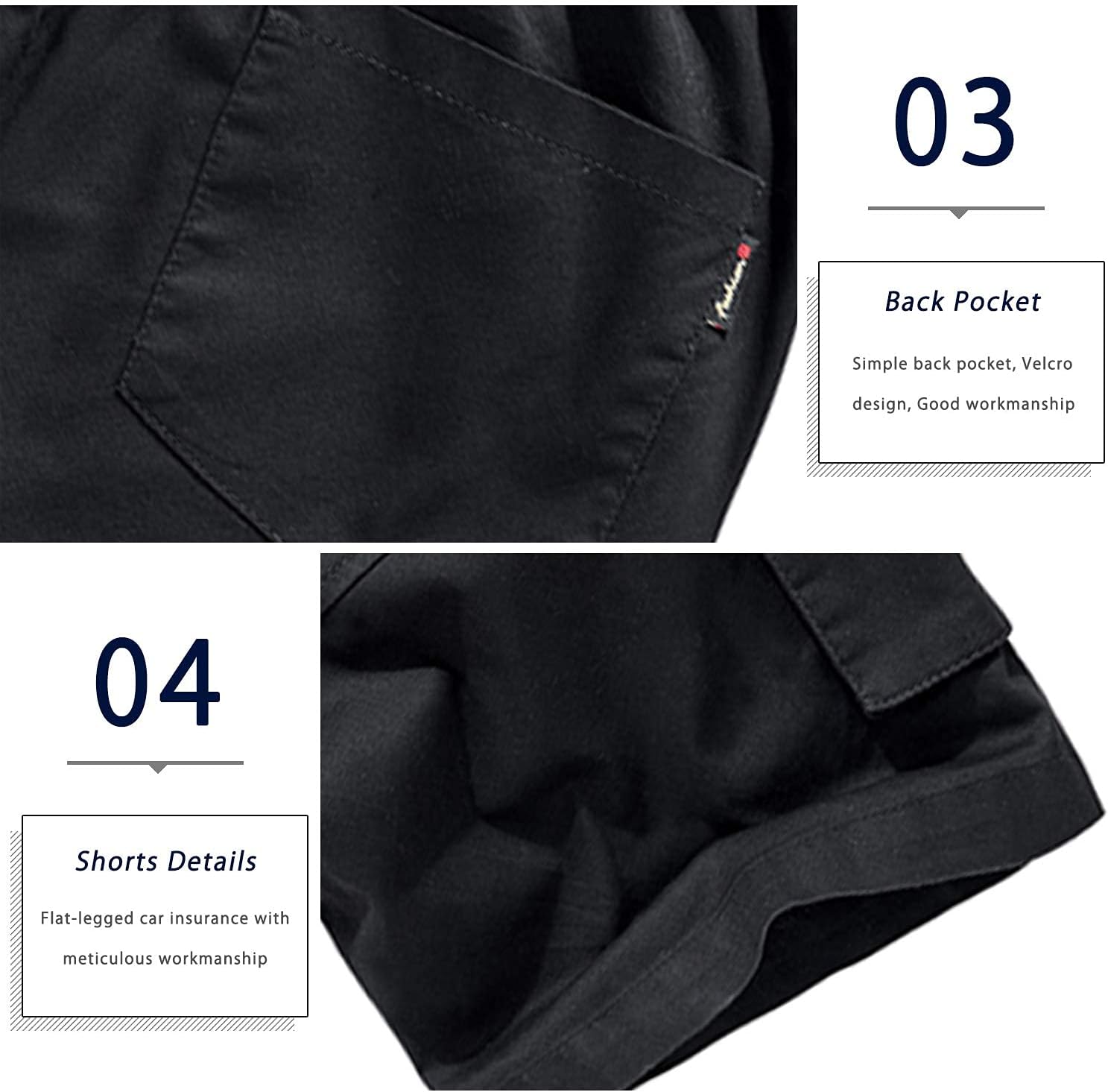 ELETOP Men's Cargo Shorts Elastic Waistband Drawstring Big and Tall Cotton Summer Casual Work Shorts - Image 5