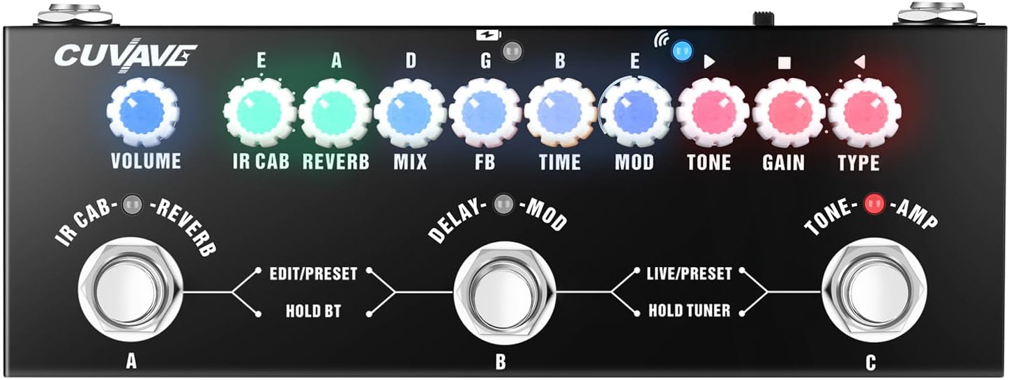 CUBE BABY Portable Multifunctional Electric Guitar Combined Effect Pedal with Wireless Music Playback Phone Recording Audio Type-C Interface Function