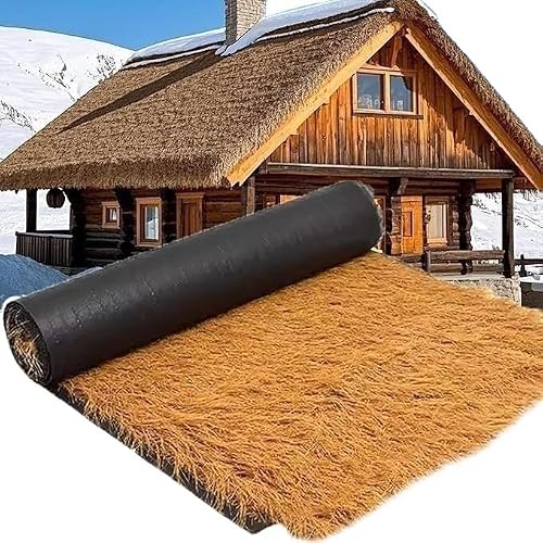 Niusabou One Color Straw Roof Mats, Artificial Thatch Roll, Maintenance-Free, Multi-Size, Suitable For Gardens(1 * 11M(3.2 * 36Ft))