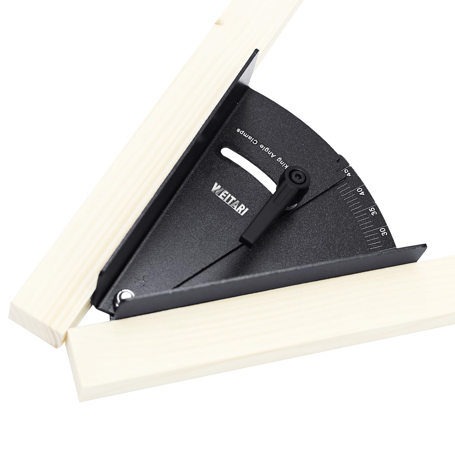 WEITARI Corner Clamps for Woodworking, Adjustable Right Angle Clamps, Aluminum Alloy Corner Clamping Fixtures Swing Fixer with 2 inch C-Clamp Set for Carpenter Welding Cabinets (22.5-45Degree)