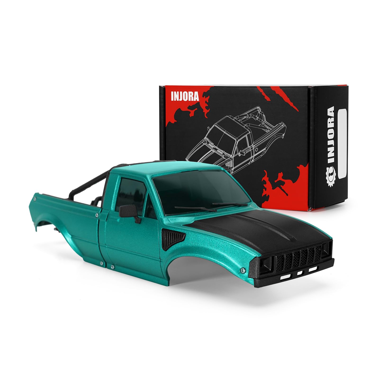 INJORA IR60-24 Pickup Hard Body Shell with Bed Rack for 1/24 RC Crawler Axial SCX24 C10 Bronco Deadbolt Wrangler 4Runner