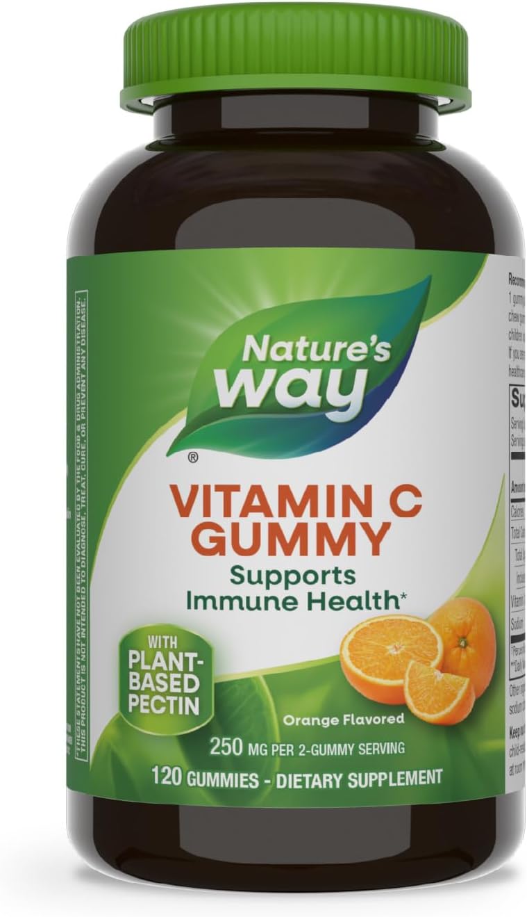 Nature's Way Vitamin C Gummies, 250 mg per 2-Gummy Serving, High Potency Antioxidant Vitamin C Gummies for Immune Support*, Dietary Supplement Supports Immune Function*, Orange Flavored, 120 Count