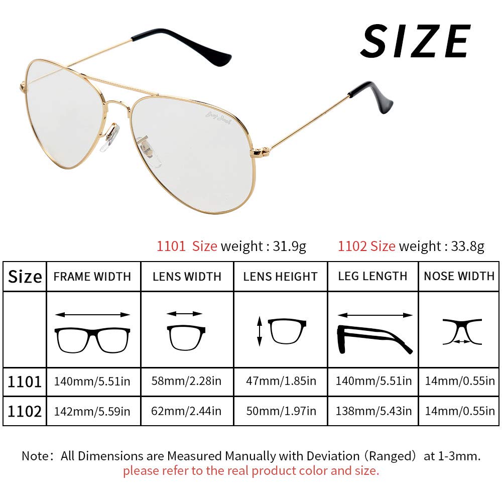 grey jack Polarized Aviator Sunglasses lightweight Stylish Glasses for Men Women UV Protection S1101 Golden Frame Photochromic Sunglasses 2