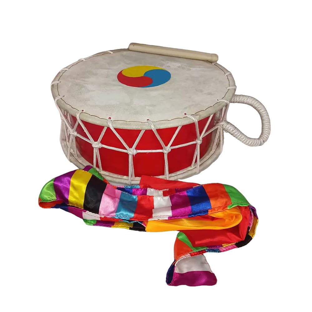 Tambor De Cuerda Pintado Coreano, Incluye Baquetas Y Cinta, Sonido Fuerte/Fácil De Tocar,45CM