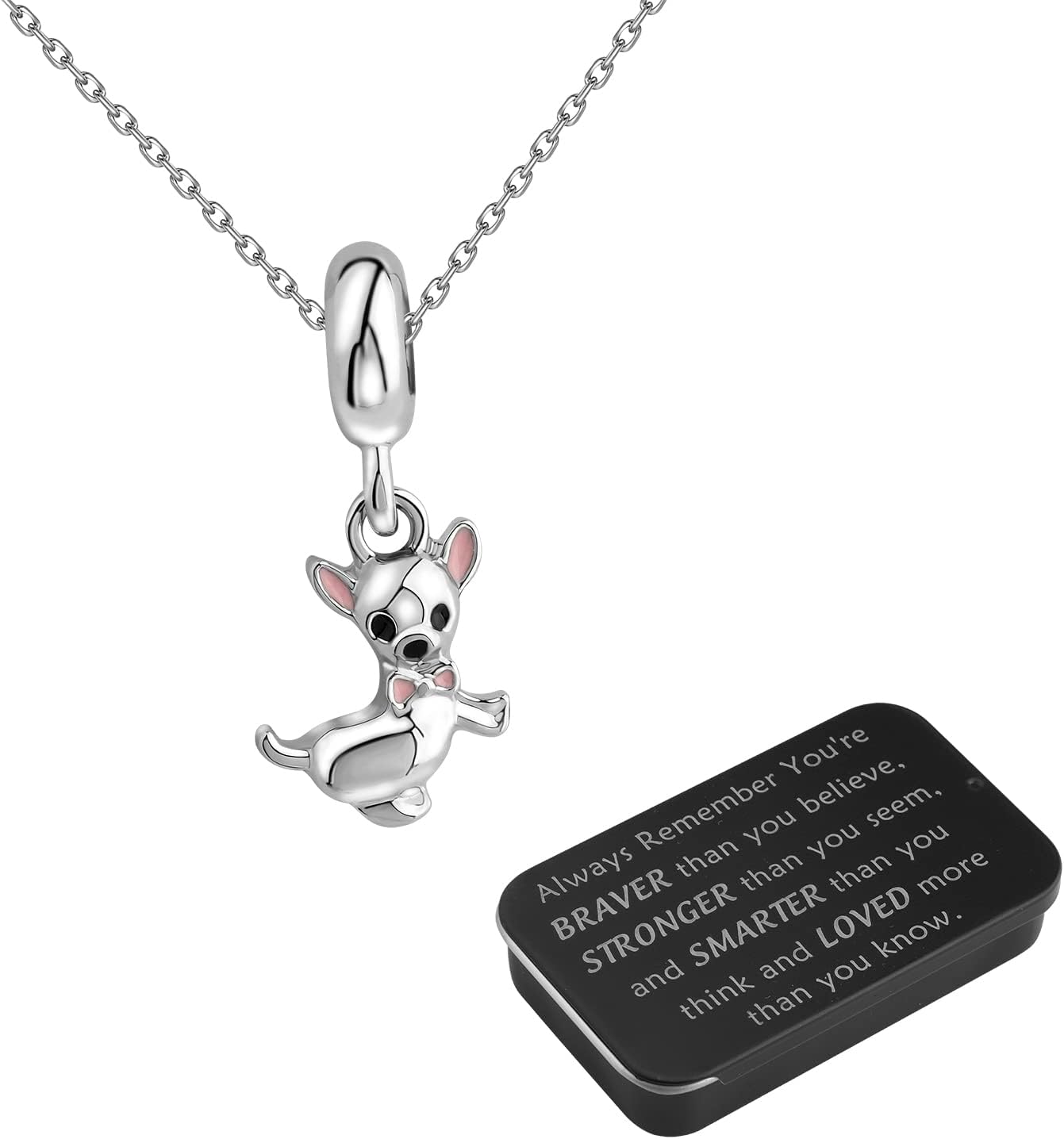 BNQL Chihuahua Pendant Necklace - Chihuahua Jewelry Gift for Women, Large, Metal, No Gemstone