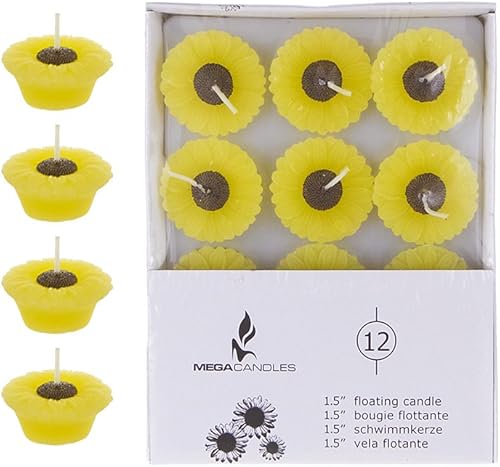 Mega Candles Velas flotantes sin perfume de 15in color amarillo juego de 12