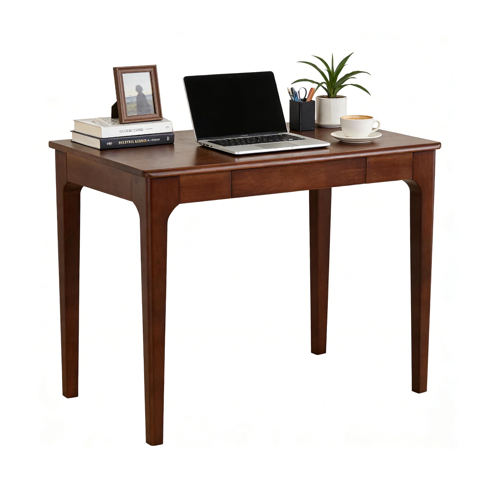 Small Desk with Drawers, Solid Wood Computer Desk for Small Spaces, Gaming Study Home Office Desks for Work, Student PC Desk for Bedroom(walnut,80cm)