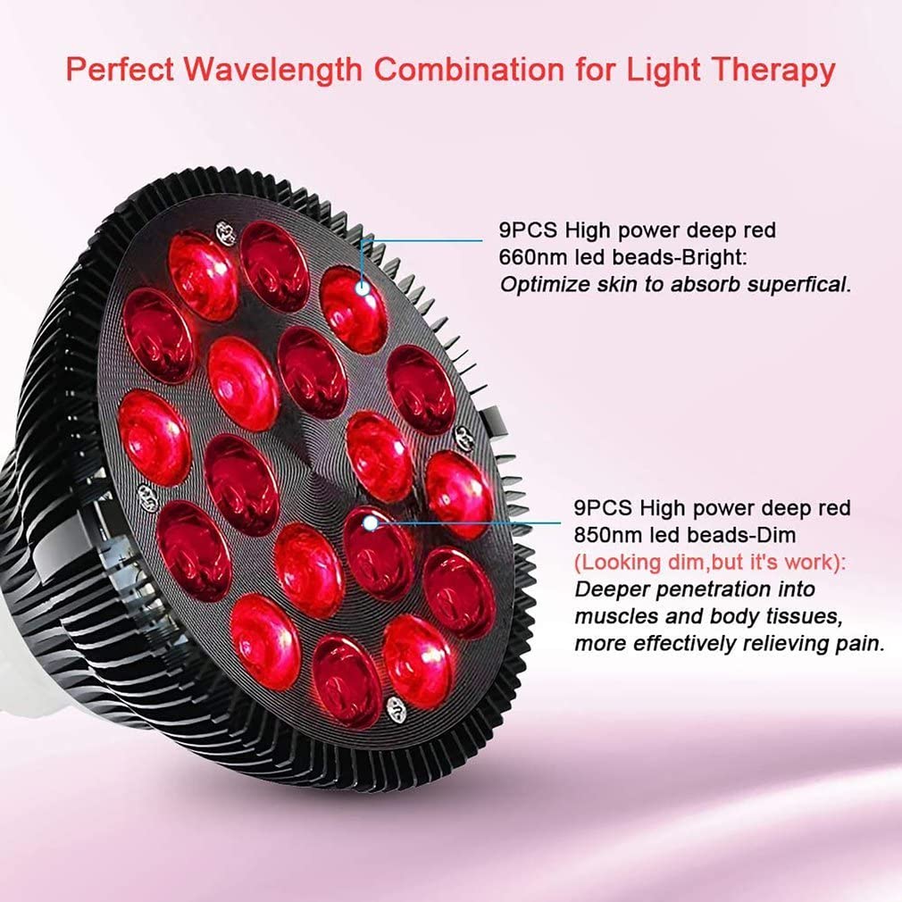 Czerwona lekka Lampa terapii 54W LED podczerwone urządzenie terapeutyczne 660nm 850nm do pomiaru bólu Anti starzejące się wzrost włosów