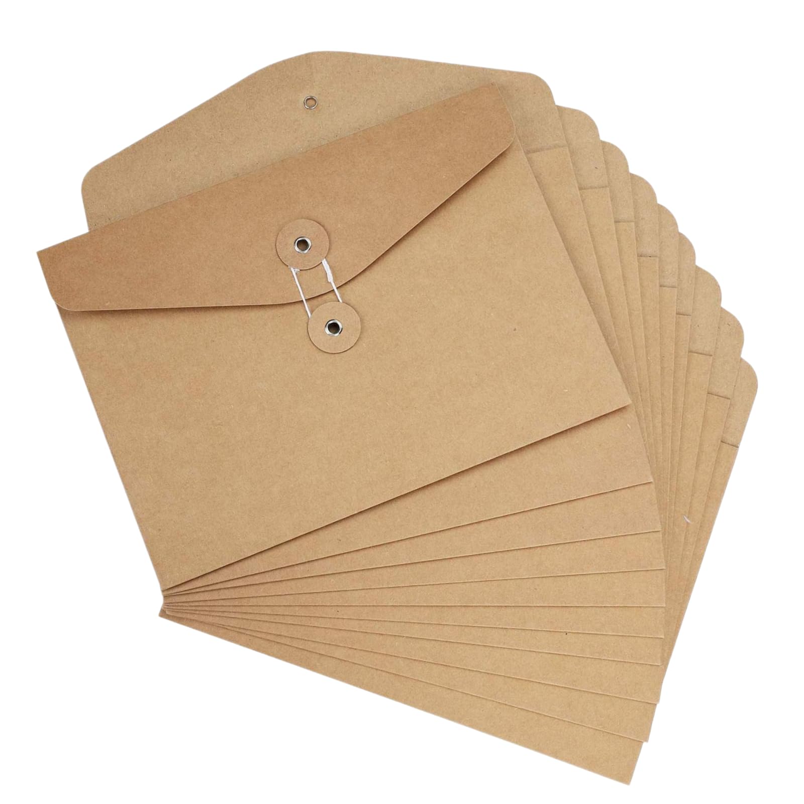 10pcs Chemises A5 en Papier Kraft Pochette à document Sac Enveloppe de Document Fichiers avec Ligne Boucle Porte-documents Stockage de Dossiers Portable Durable pour Bureau Scolaire
