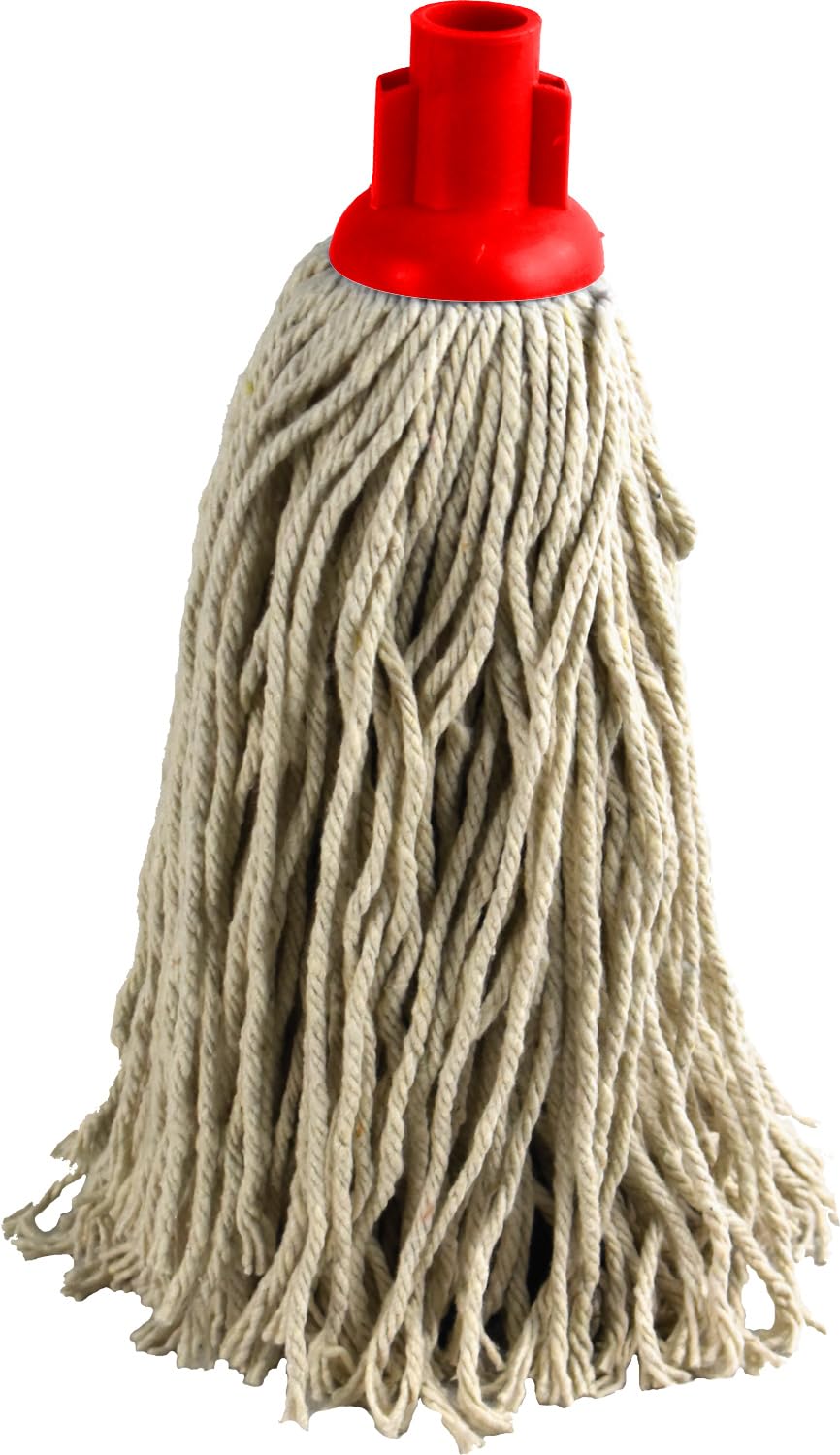 Cotton Mop Head Replacement with Coloured Plastic Socket (Red, PY16 Jumbo)