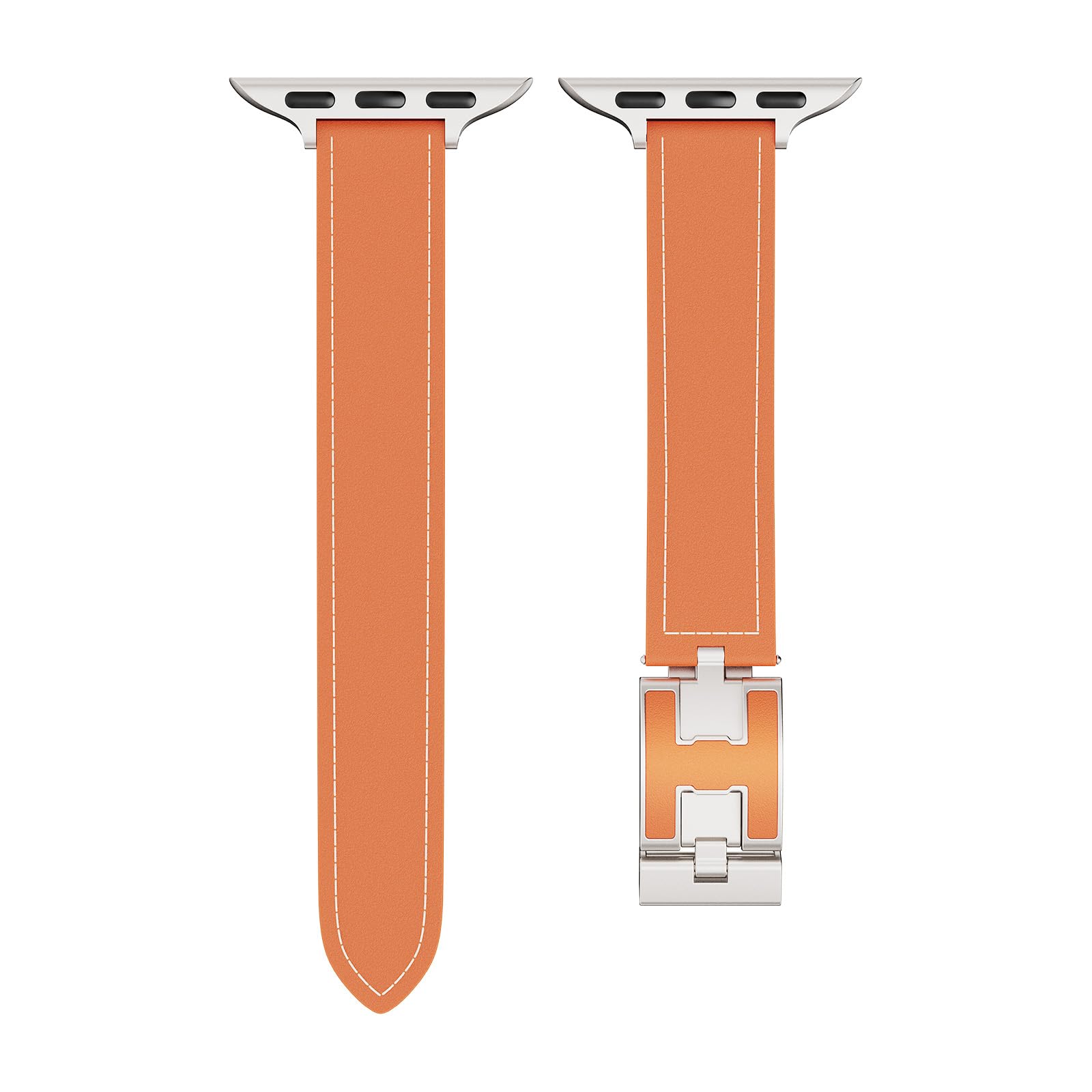 Bracelet en cuir véritable pour Apple Watch avec boucle signature H pour