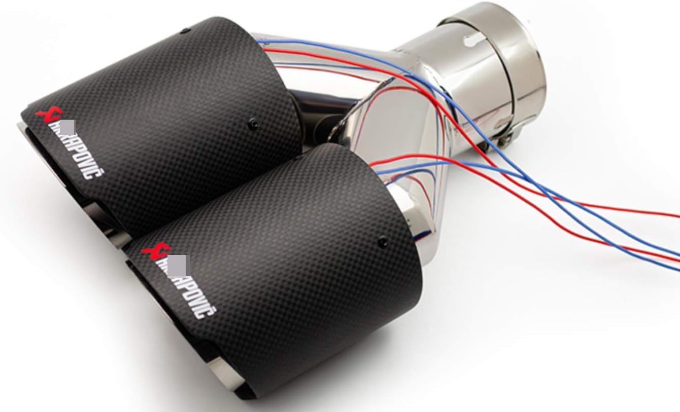 Glow carbon fiber exhaust pipe refit fit for bmw and other car universal end tail with light (red)