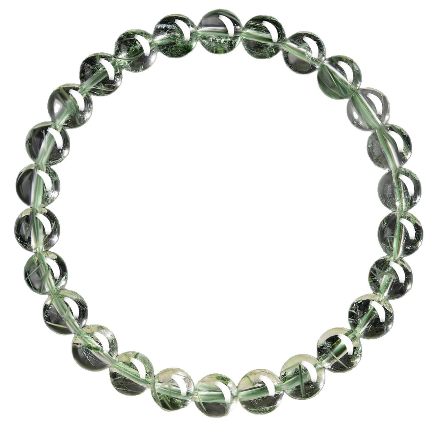 Pulsera elástica de cristal, brazalete de cuarzo rutilado verde natural
