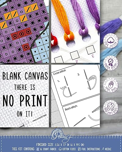 Image of Povitrulya Boo! Halloween Counted Cross Stitch Bookmark Kit - DIY Embroidery Set for Adults
