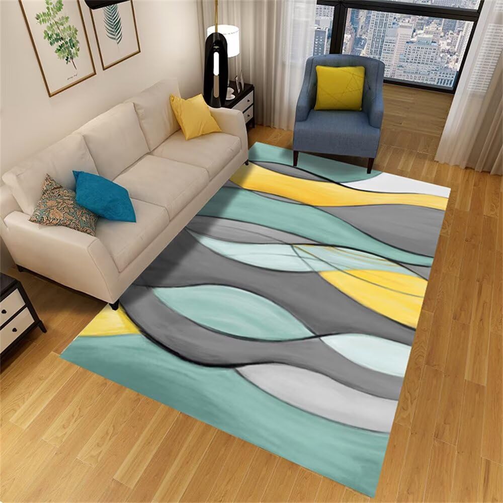 Moquette deco chambre bébé et tapis de jeu enfant antidérapant jaune vert