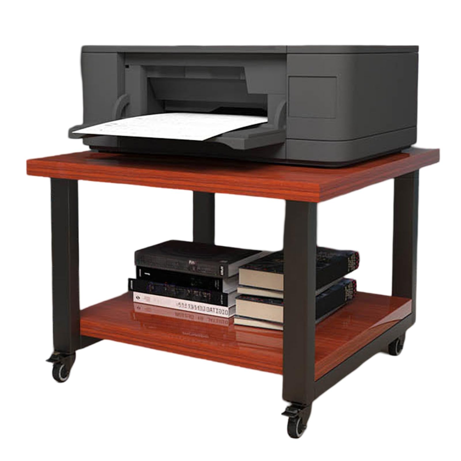 Soporte para Impresora Debajo del Escritorio de 19,7''x19,7'' con Estante de Almacenamiento, Carrito rodante de 2 Niveles con Ruedas bloqueables, Soporte para copiadora de Mesa Ver