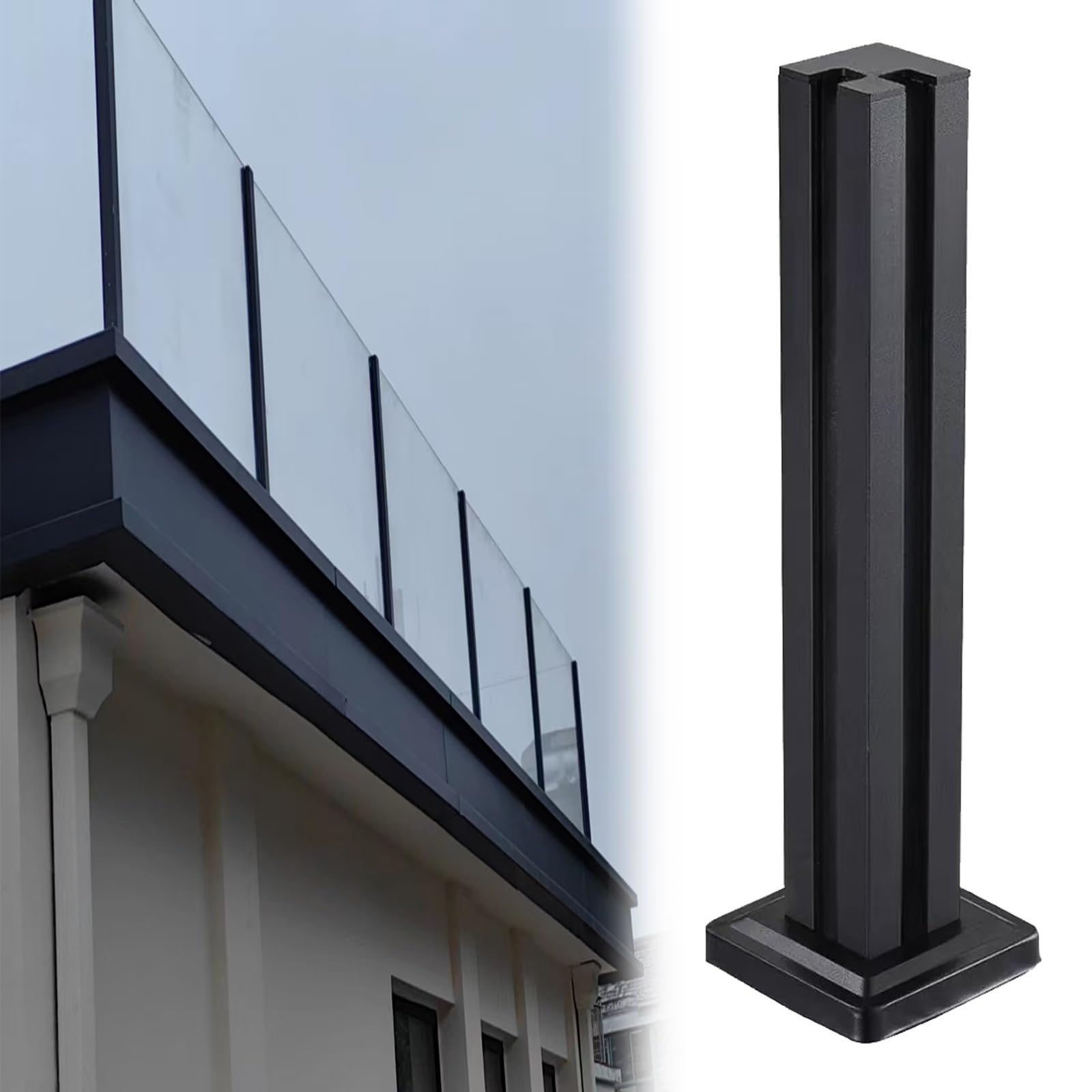 Poteau de support pour garde-corps en verre et balustrade extérieure de clôture