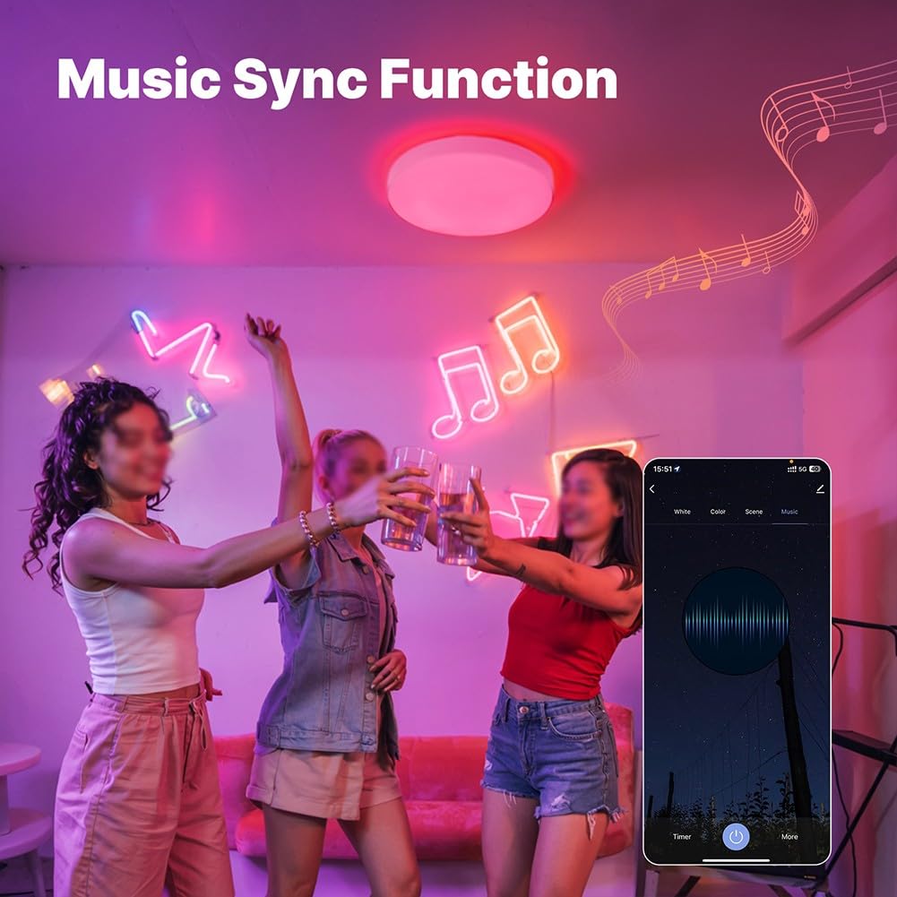 BlissfulAbode Per Zigbee Smart LED Plafoniera App Controllato 16 milioni di colori per Tuya