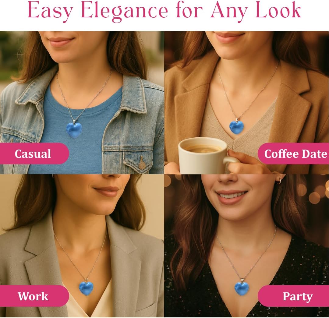 Gempires Love Heart Crystal Pendant Necklace for Women, Silver Plated 18 + 2 Inch Adjustable Chain - Image 8