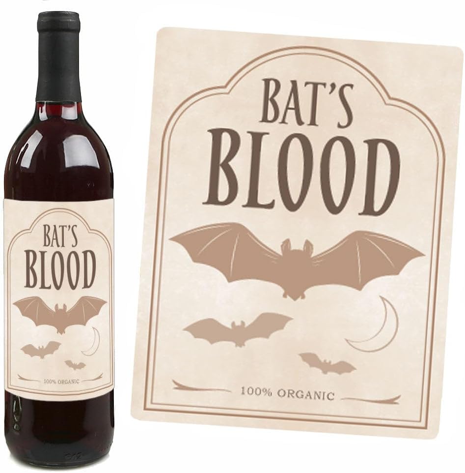 Big Dot of Happiness Vintage Halloween Wine Labels, Spooky Apothecary Decorations for Women and Men, Halloween Wine Bottle Label Stickers - Set of 4 image 5
