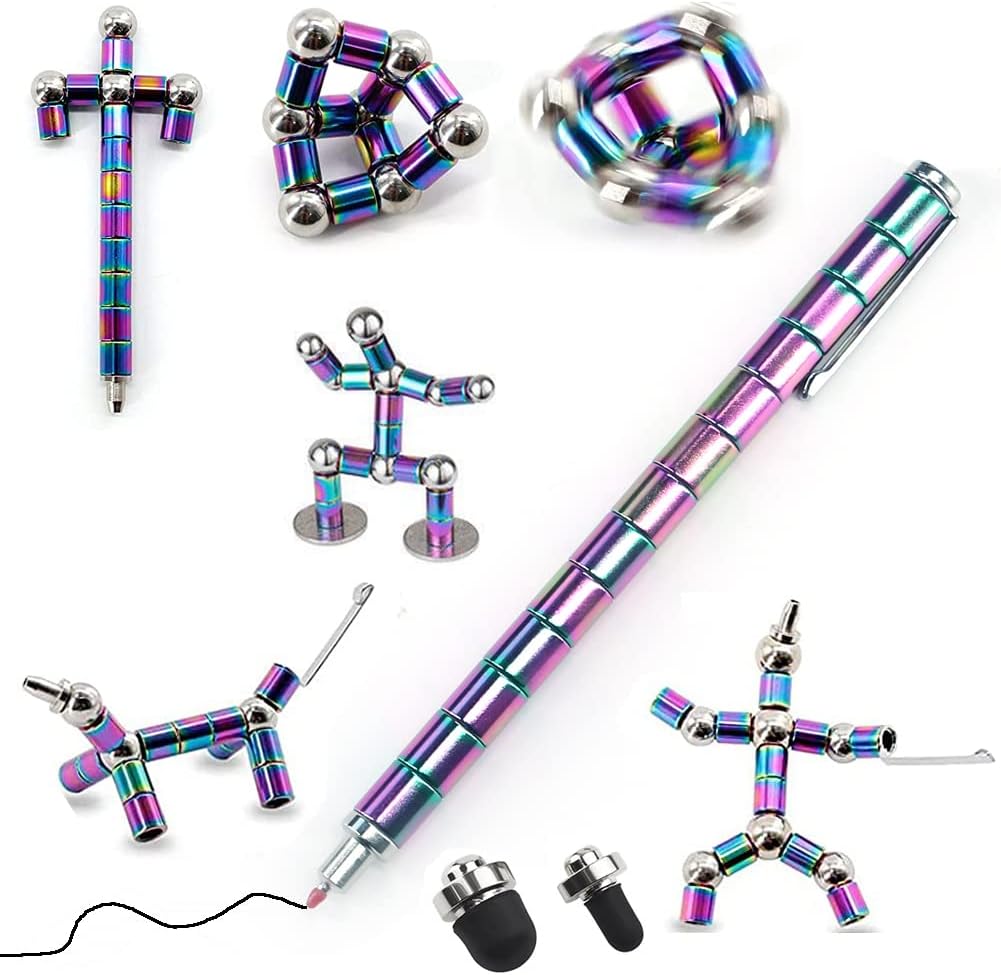 Fidget Pen, Colourful Magnetic Pen, Decompression Magnetic Fidget Pen, Strato Pen, Multifunction Writing Pen, Creative Magnet Ball Pen, Magnetic Balls Fidget Toy, Best Gift for Friends, Family
