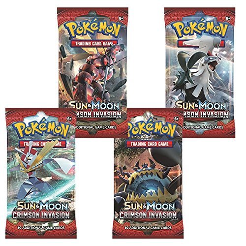 4x Pokémon Sun & Moon Crimson Invasion Trading Card Game Booster Pack (4 sealed packs)