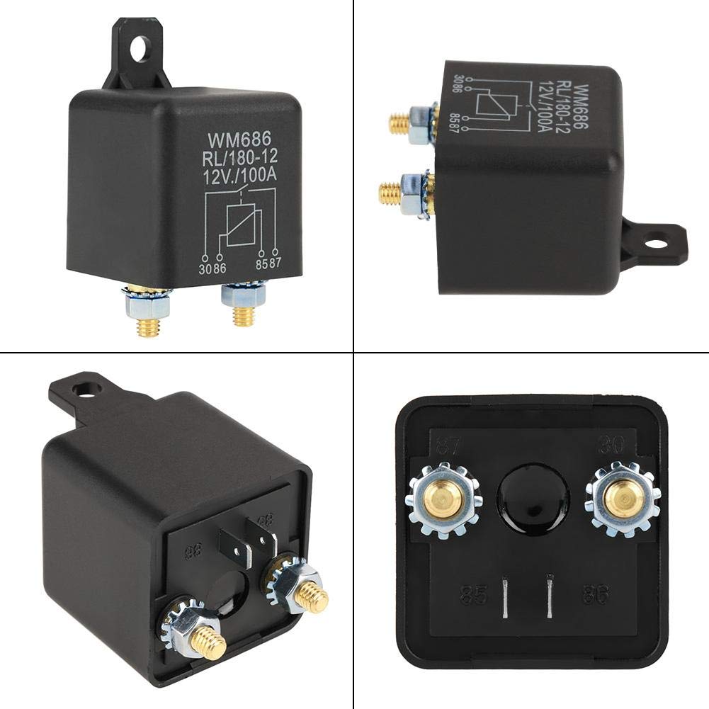 Relay Contactor， Car Relay DC 12V 100A Heavy Duty Car Starter Relay for Automotive Car Truck Van Motor Boat Car Split On/Off Switch Relay, 4 Pin WM686/180