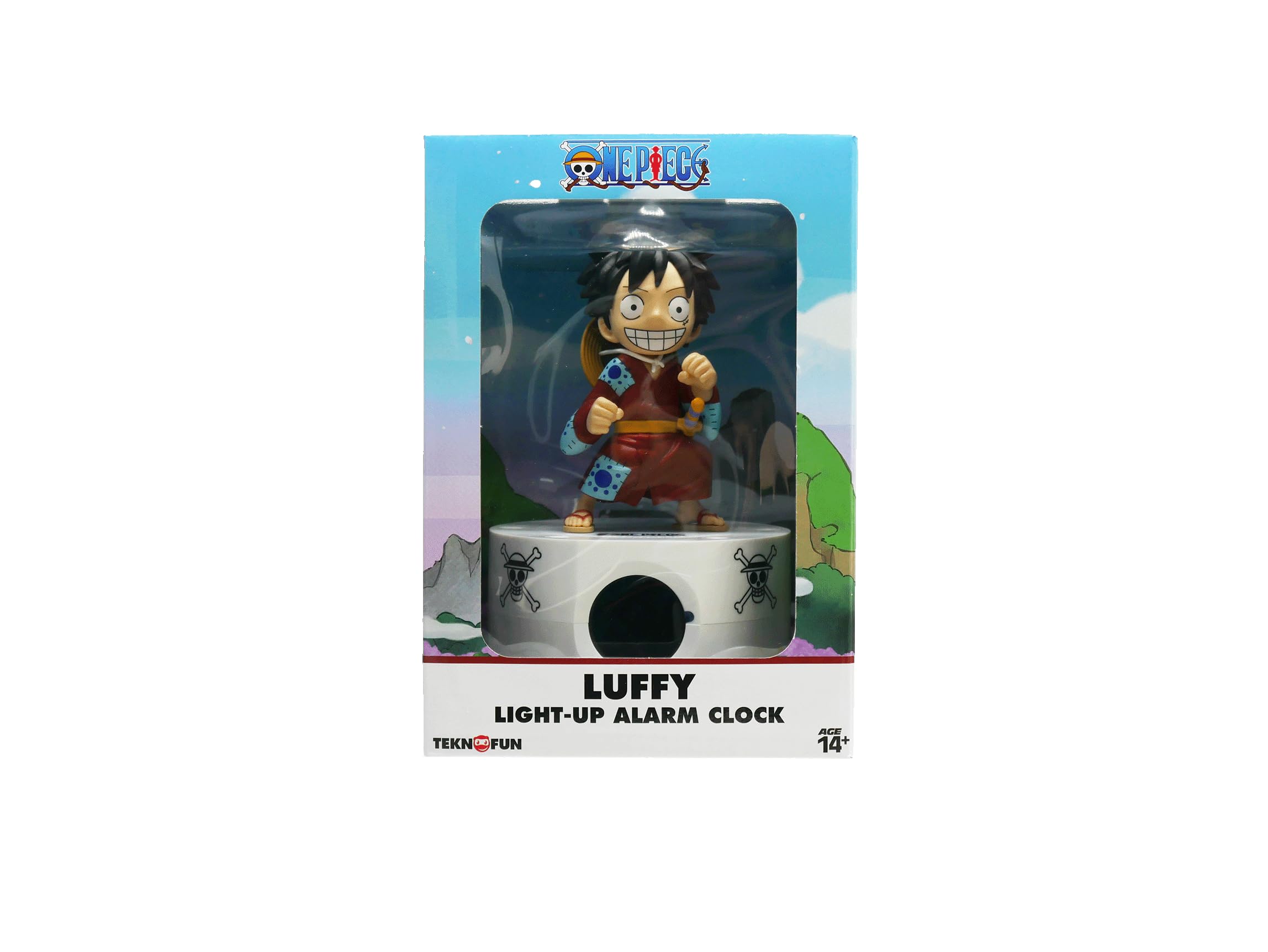 Teknofun - One Piece Licencia Oficial - Reloj Despertador Luffy - Azul, Rojo y Negro - Funciona con Pilas (3X AAA) o USB-C (Cable Incluido) - 811638
