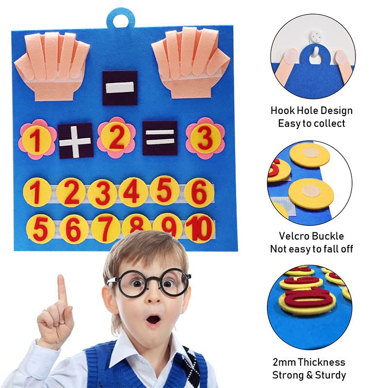 Feltro Board Numeri Dito Conteggio Giocattolo Aiuti didattici Numeri Montessori Apprendimento Bambino per Bambini Feltro Addizione e sottrazione Matematica Insegnamento