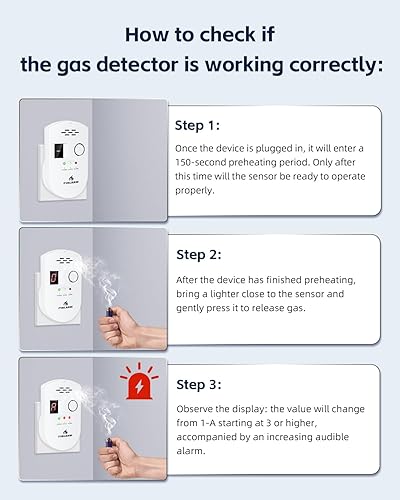 Miniatura 7 de Detector de gas natural, detector de fugas de gas enchufable para el hogar, alarma de fugas de propano para RV y cocina, con pantalla digital LED