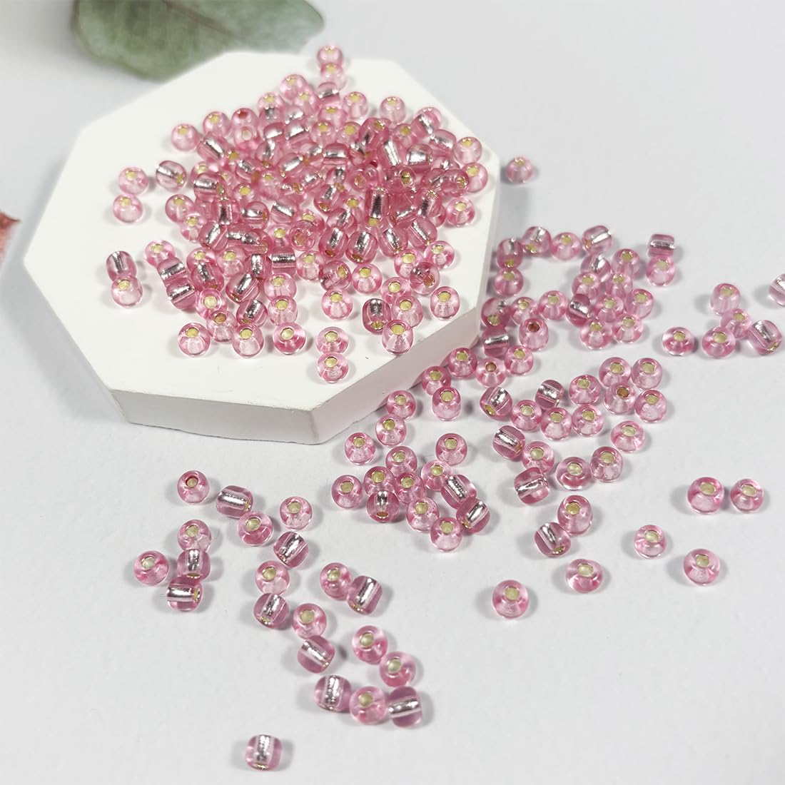 4mm 6/0 Pink Glass Beads 110g About 1600pcs for Making Earring Bracelet Pendant Waist Jewelry DIY Handmade Beads (Pink Silver Core) - Image 2